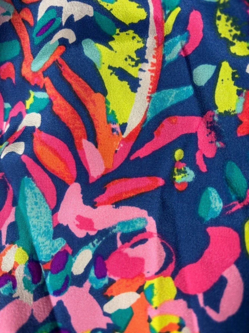 Lilly Pulitzer Navy Multicolor Off-Shoulder Floral Swirl Blouse - Picture 2 of 5